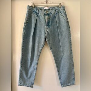 ASOS DESIGN Women’s classic rigid pleated jeans in light wash blue Size 32 x 30